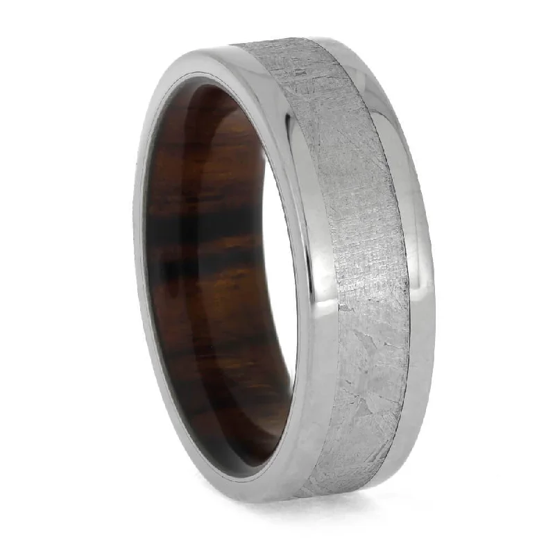 Meteorite Wedding Band with Ironwood Sleeve