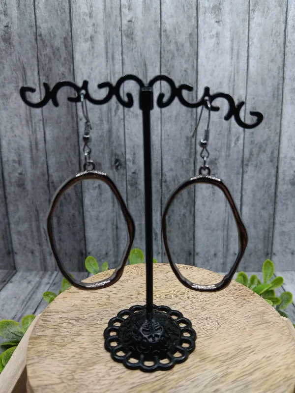 Gunmetal Oval Style Earrings