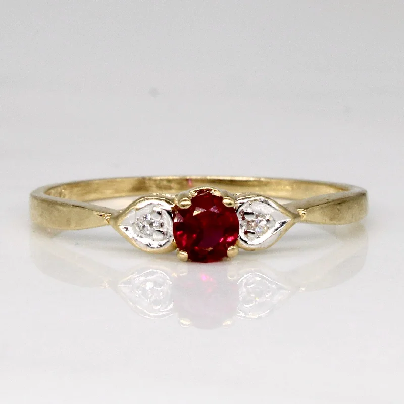 Synthetic Ruby & Diamond Ring | 0.17ct, 0.01ctw | SZ 6.5 |