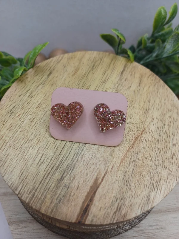 Champagne Glitter Acrylic Heart Earrings