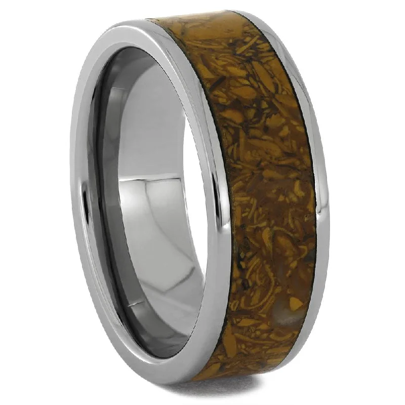 Coquina Jasper & Titanium Wedding Band