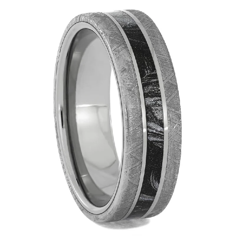 Meteorite & Mokume Ring in Titanium