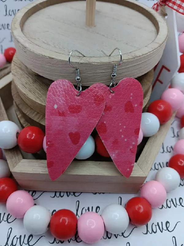 Pink Elongated Heart Earrings