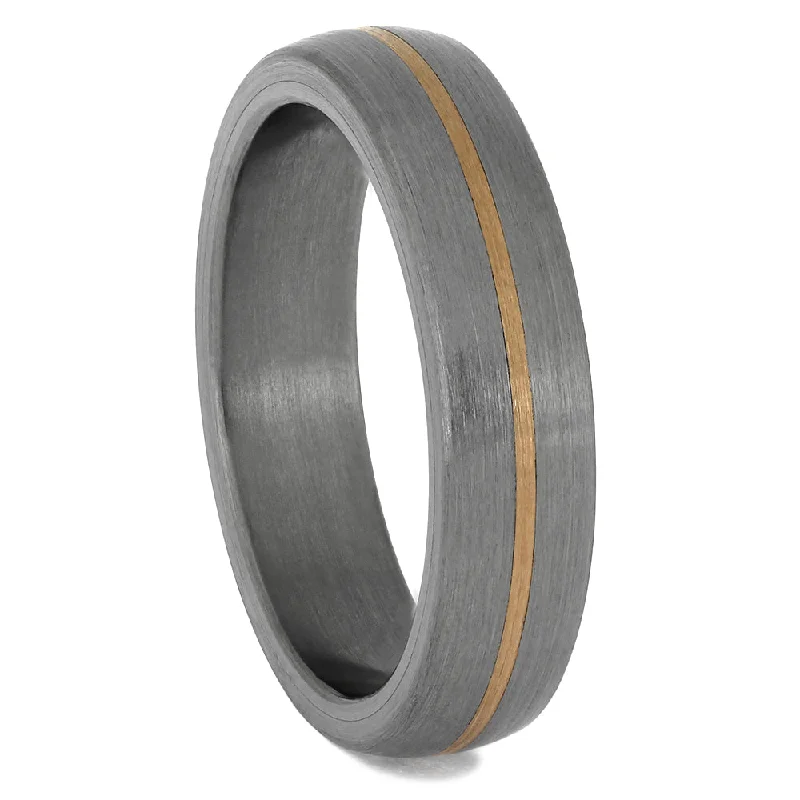 Titanium Wedding Band with Rose Gold Pinstripe