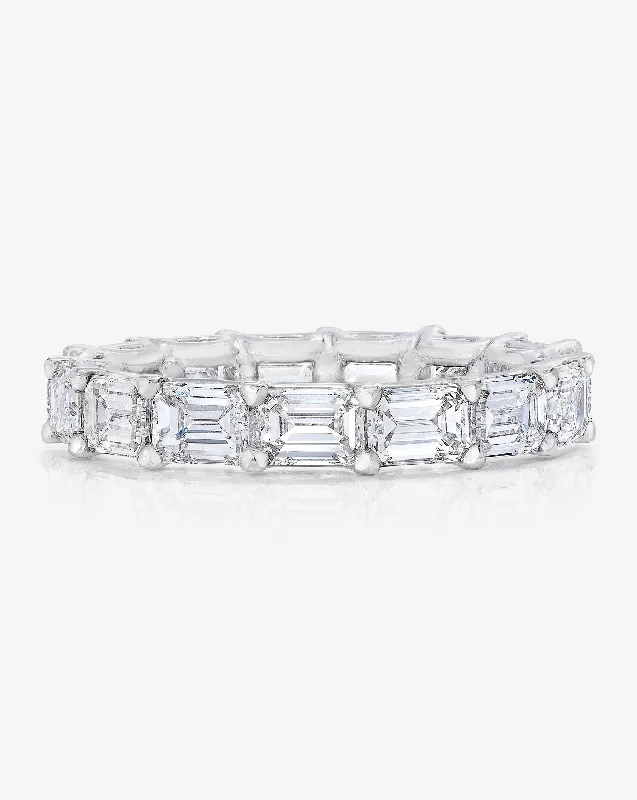 Sideways Emerald Diamond Eternity Band