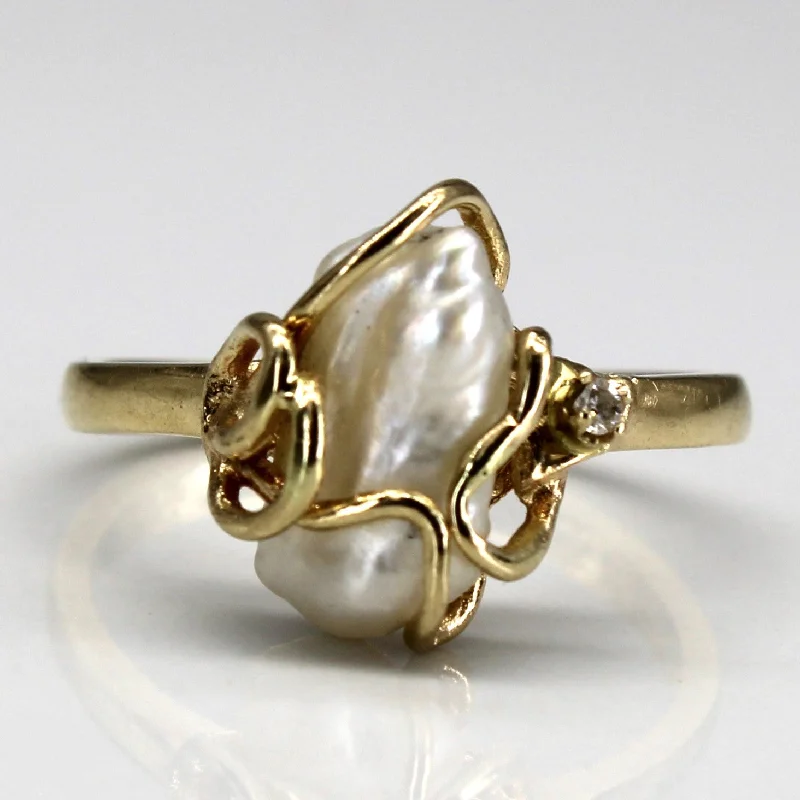 Pearl & Diamond Ring | 0.01ct | SZ 6.75 |