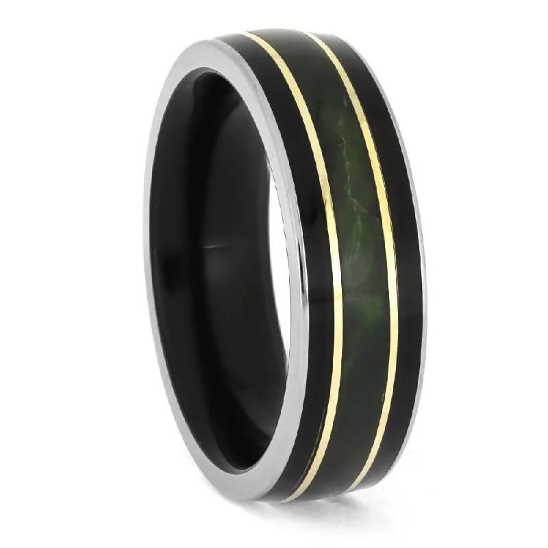 African Blackwood and Jade Wedding Band