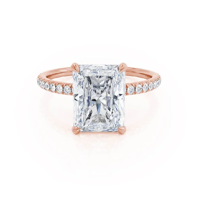 1.80 CT Radiant Shaped Moissanite Hidden Halo Style Engagement Ring