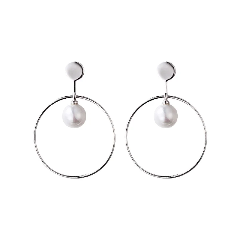 Mother Pearl Stud Earrings in Sterling Silver Circle Jewelry Accessories Gifts For Women