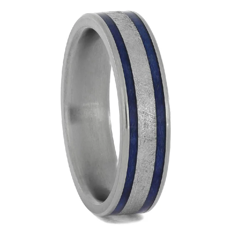 Blue Meteorite Wedding Band for Women