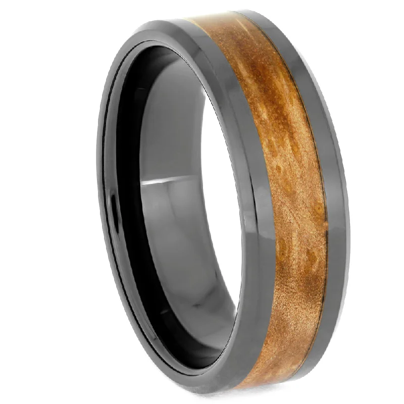 Sindora Wood Black Ceramic Men's Wedding Band