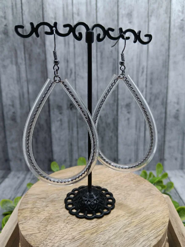 Gunmetal Chain Style Earrings w/ Tubing Accent