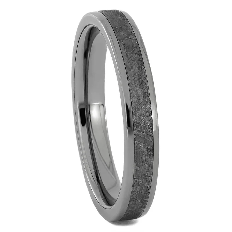 Meteorite Wedding Band in Polished Titanium