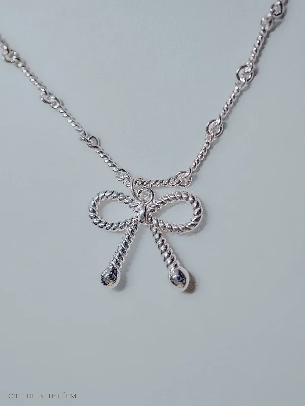 Beaded Ribbon Bow Necklace