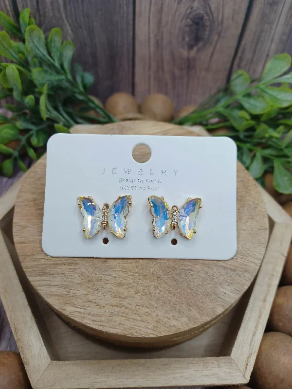 Mermaid Rhinestone Butterfly Earrings