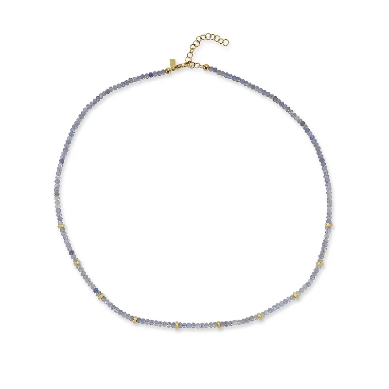 Birthstone Bead Necklace In Tanzanite