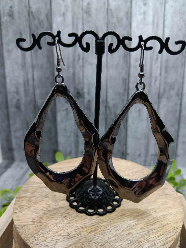 Gunmetal Tear Drop Earrings w/ Molten Design