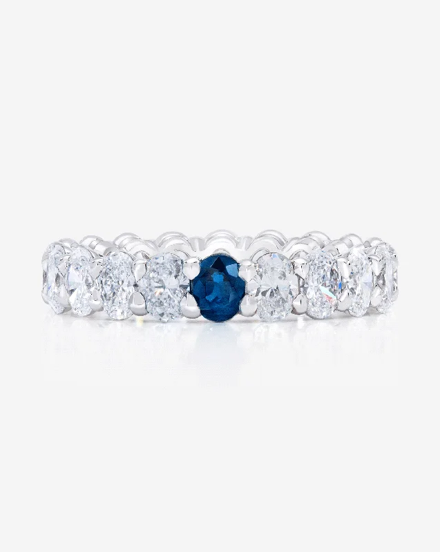 Lab Grown Oval Diamond and Birthstone Eternity Band