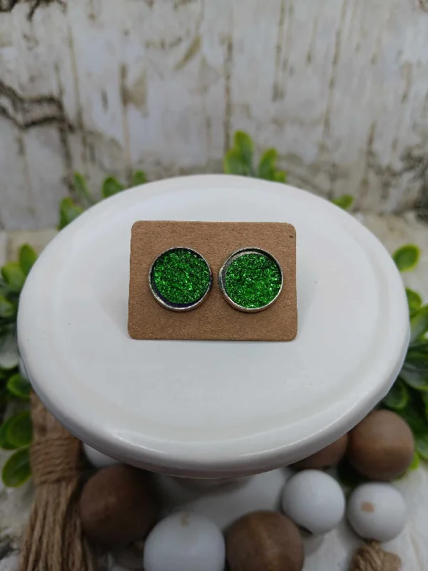 Green Druzy Earrings