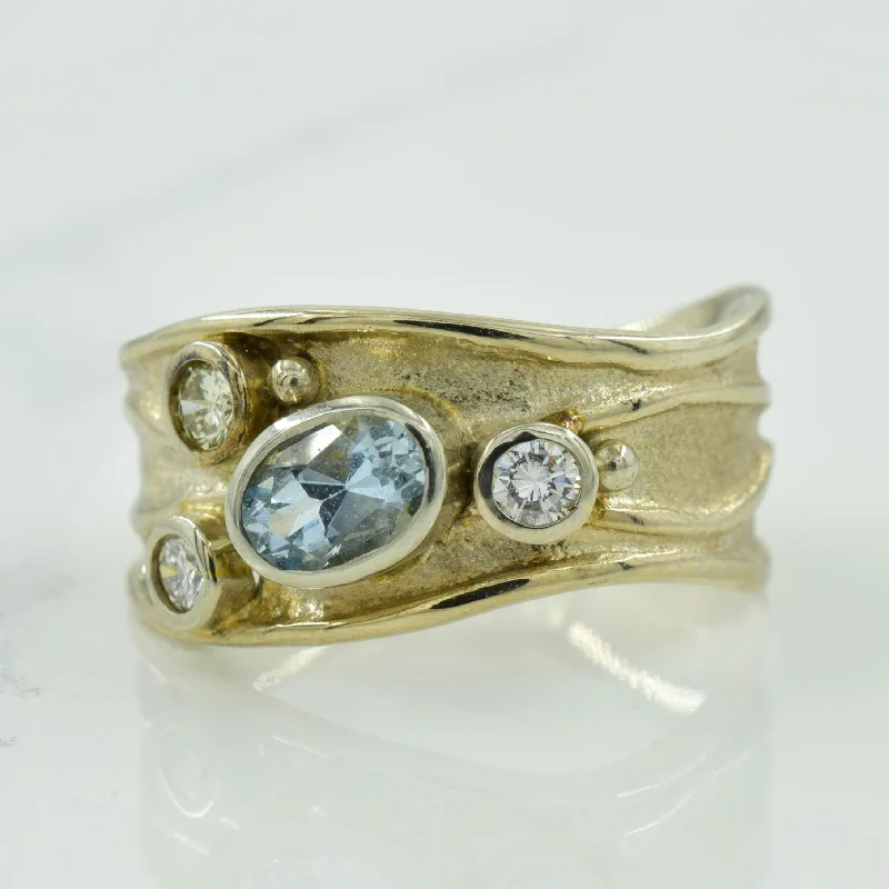 Aquamarine & Diamond Ring | 0.62ct, 0.23ctw | SZ 5.5 |