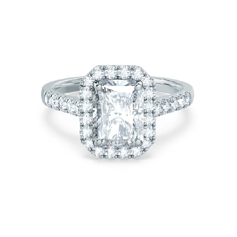 0.70 CT Radiant Shaped Moissanite Halo Engagement Ring