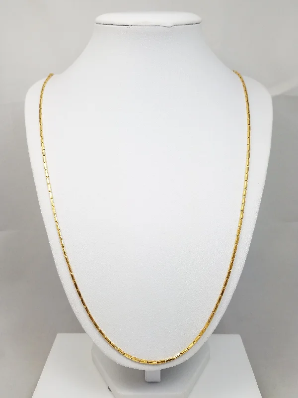 Fabulous 22k Yellow Gold Hollow Baht Link 32" Necklace