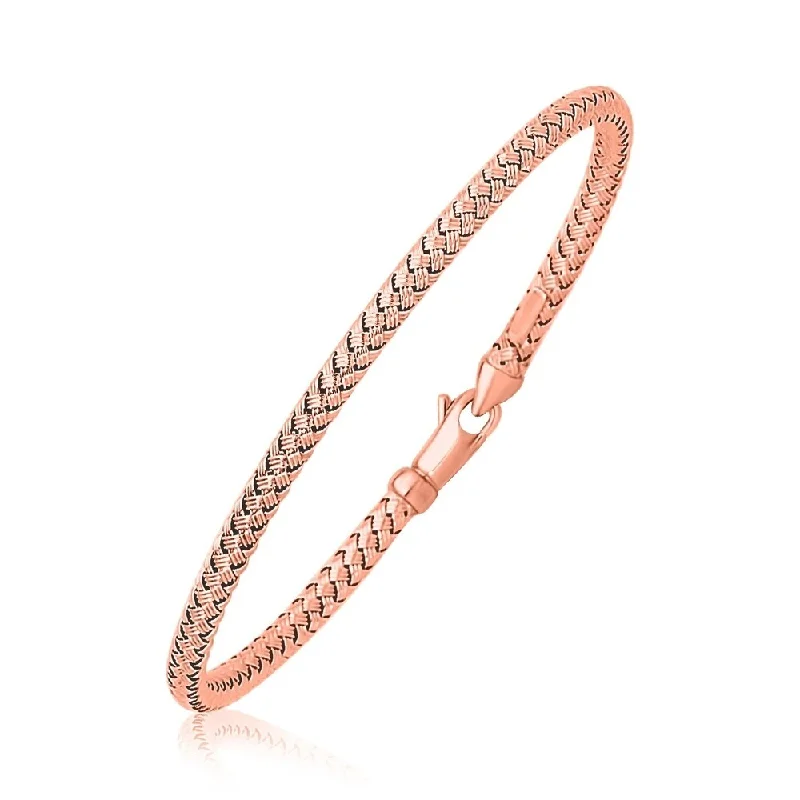 14k Rose Gold Fancy Weave Motif Bangle