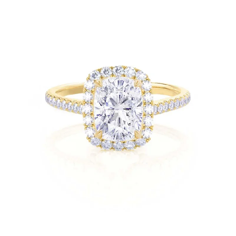 2.30 CT Elongated Cushion Shaped Moissanite Halo Style Engagement Ring