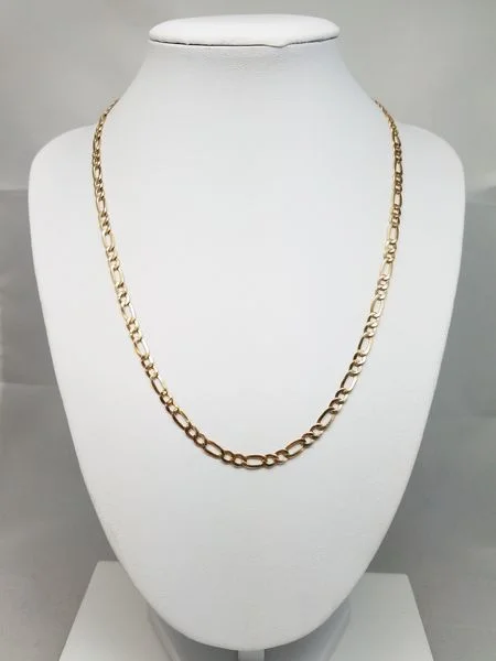 Solid 14k Yellow Gold Figaro Link 18.5" Necklace