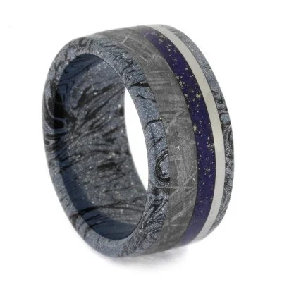 Lapis Lazuli And Mokume Gane Wedding Band