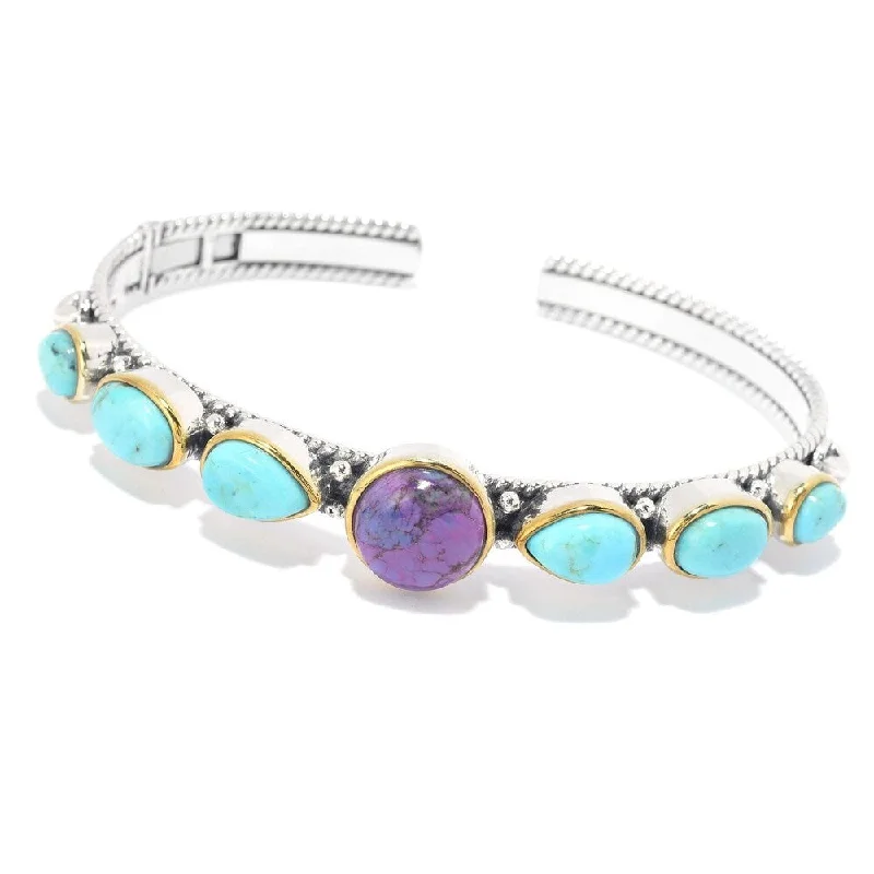 925 Sterling Silver Purple Mohave Turquoise and Blue Mohave Turquoise Bangle