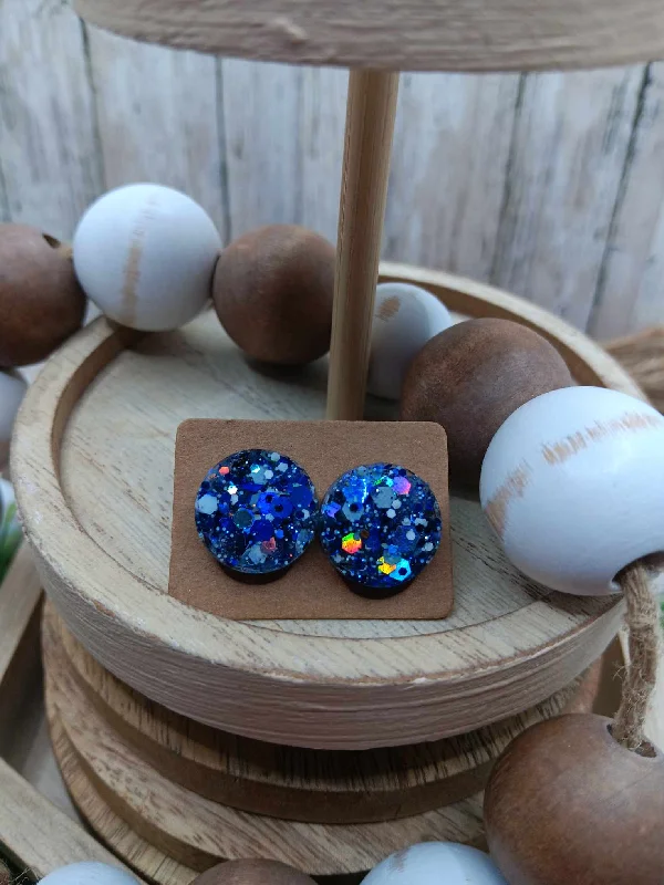 Blue & Silver Glitter Earrings