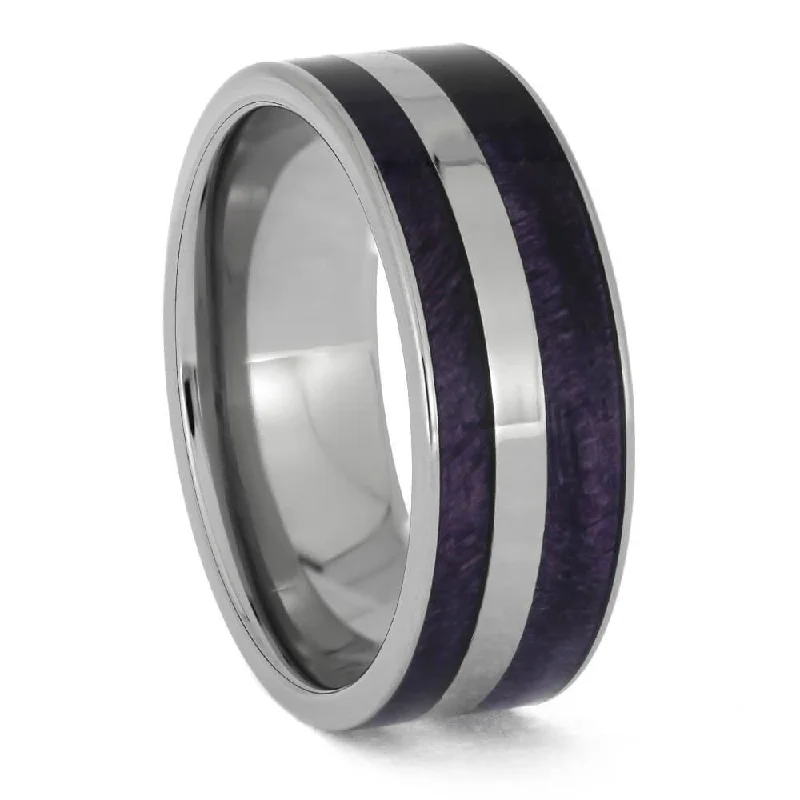 Purple Box Elder Burl Wedding Band