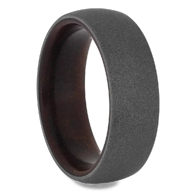 Eucalyptus Wood Ring with Sandblasted Titanium