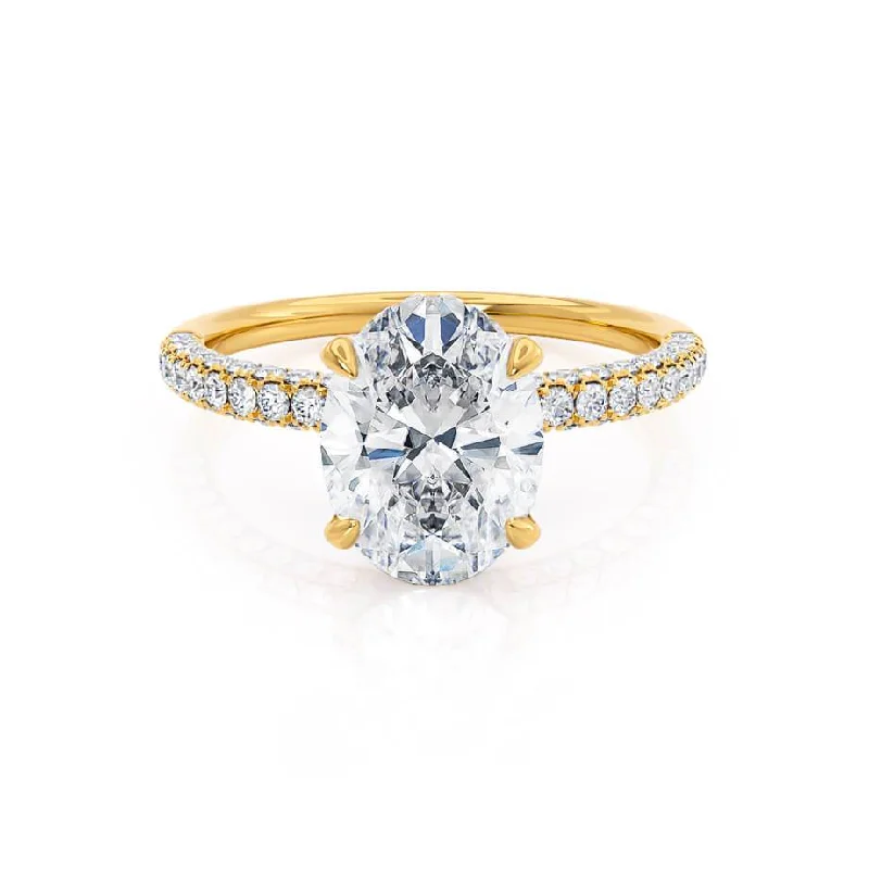 4.20 CT Oval Shaped Moissanite Hidden Halo Style Engagement Ring