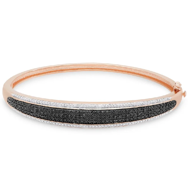 Finesque Rose Gold Over Sterling Silver 1/2 Ct TDW Diamond Bangle