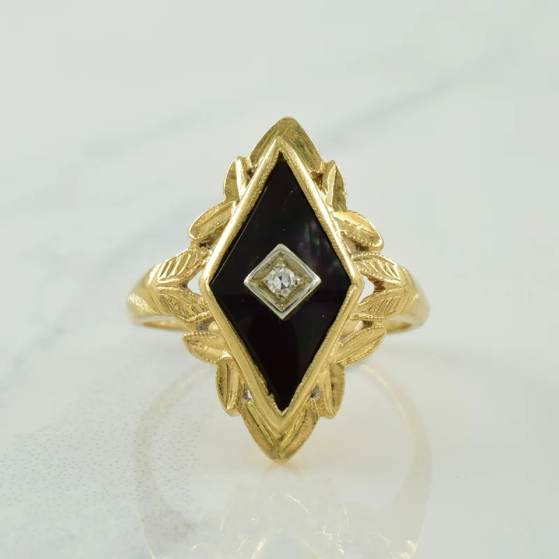 Onyx & Diamond Ring | 1.50ct, 0.0.02ct | SZ 5 |