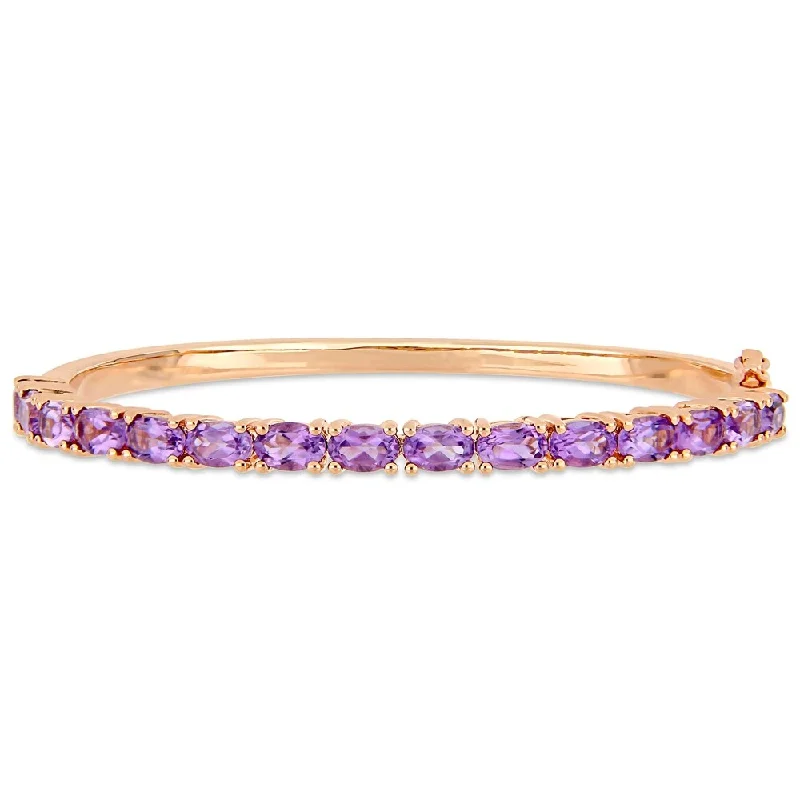 Miadora Rose Plated Sterling Silver 6ct TGW Amethyst Semi-Eternity Bangle