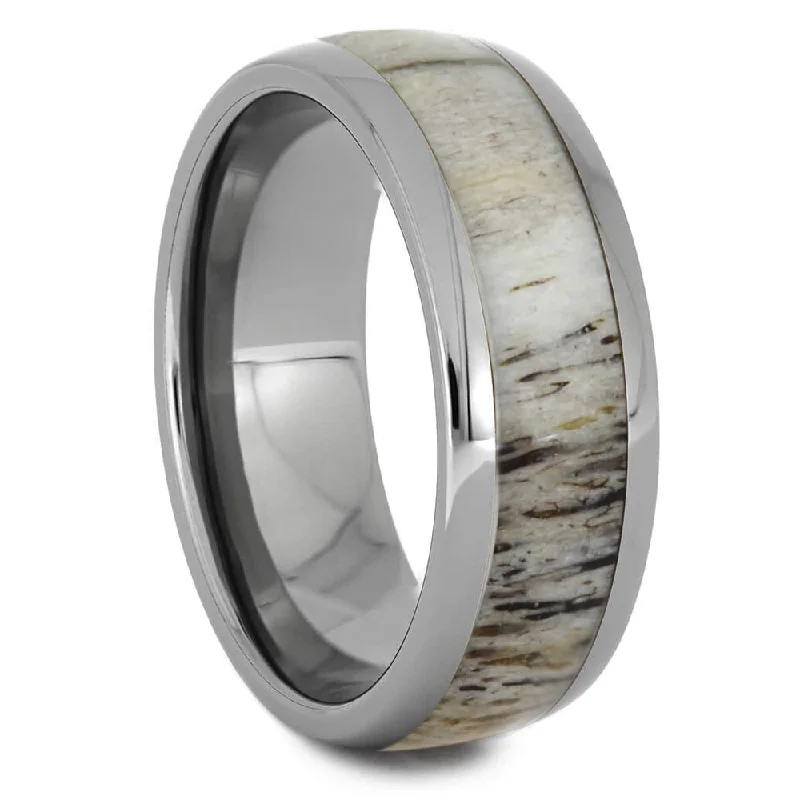 Titanium Ring with Deer Antler