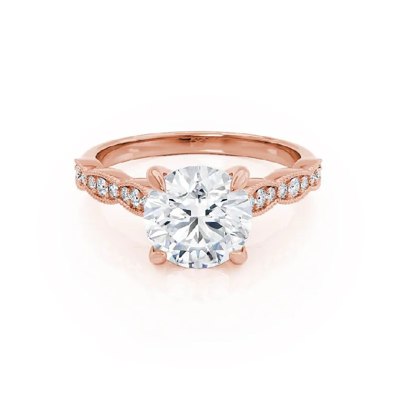 1.0 CT Round Shaped Moissanite Solitaire With Pave Setting Engagement Ring