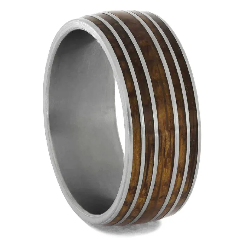 Men's Whiskey Barrel Wedding Band in Titanium