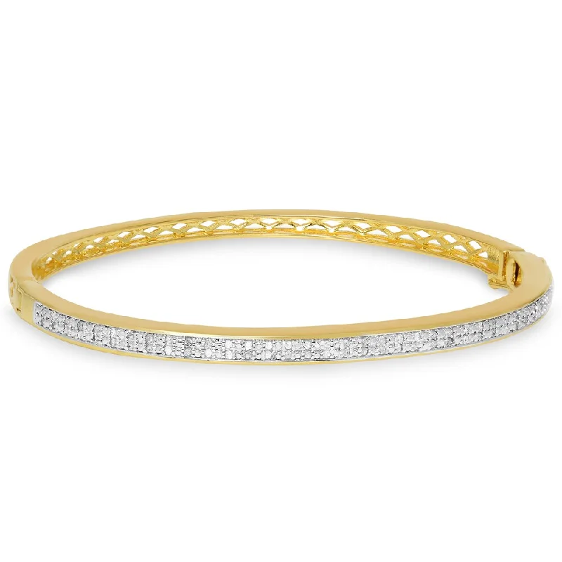 Finesque Gold over Silver or Sterling Silver 1/2ct TW Diamond Bangle