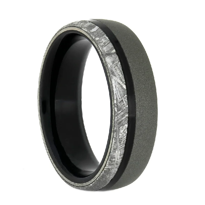 Ebony & Meteorite Men's Wedding Band