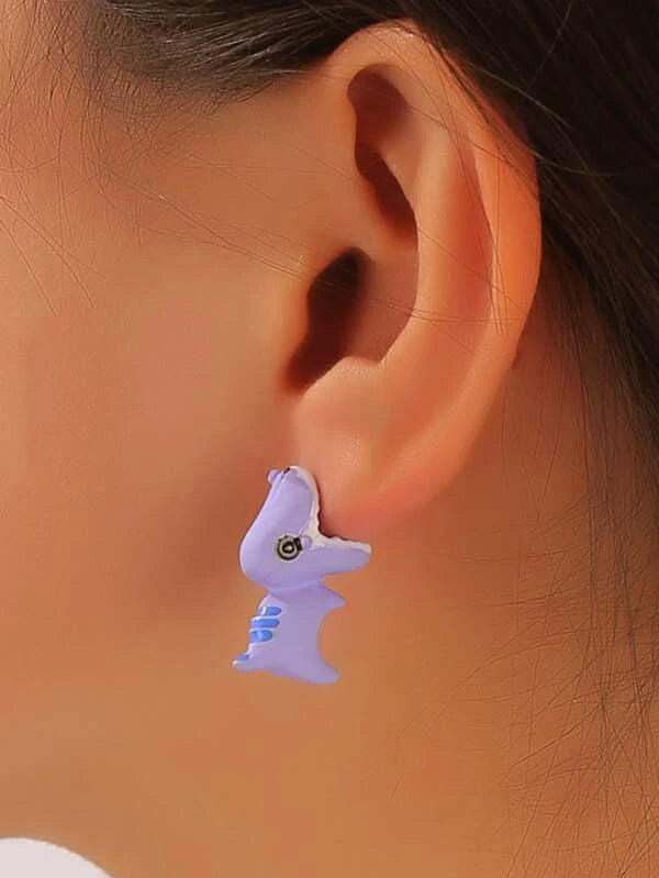 Purple Dinosaur Earrings