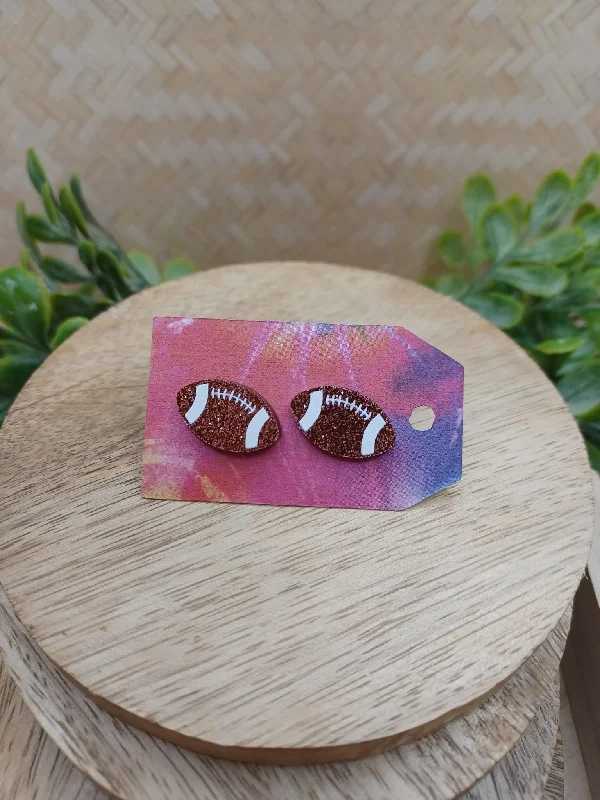 Acrylic Glitter Football Earrings