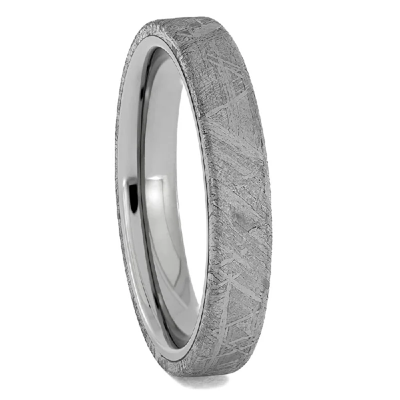 Authentic Meteorite Wedding Band with Titanium Sleeve