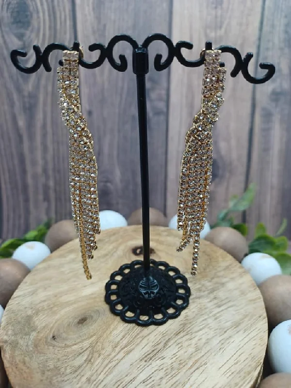 Gold Drop Earrings w/ Rhinestone Tassels