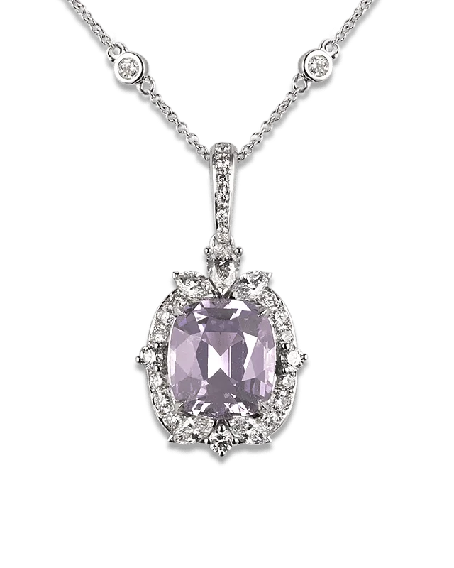 Lavender Spinel Pendant Necklace, 5.51 Carats