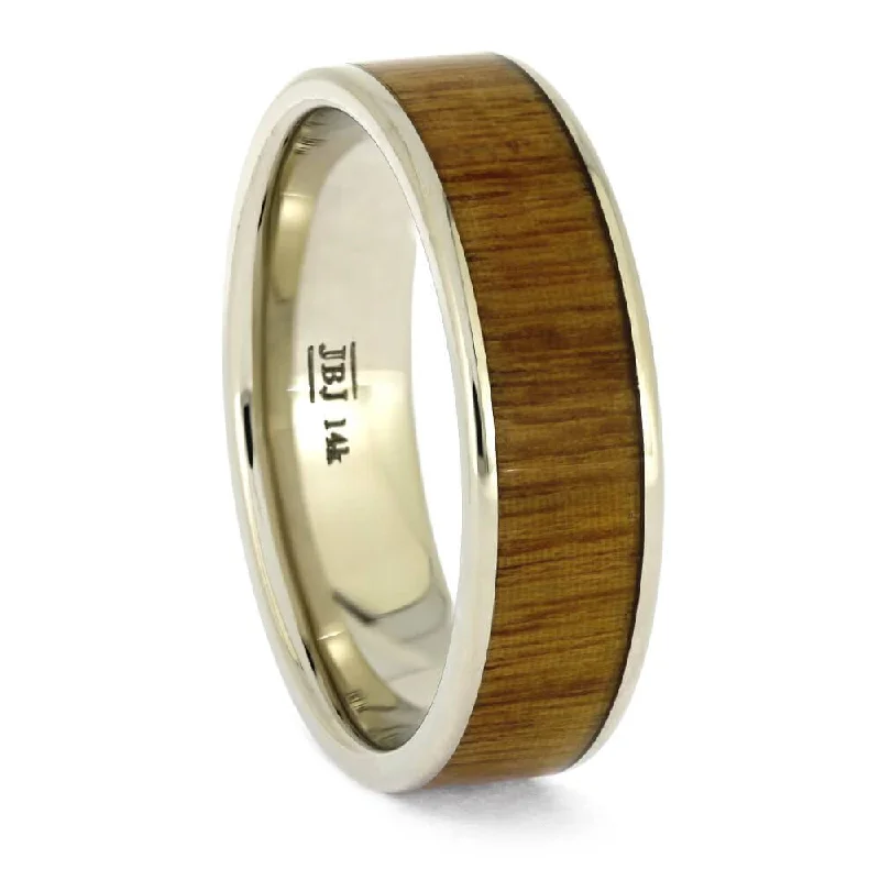 White Gold & Ipe Wood Wedding Band