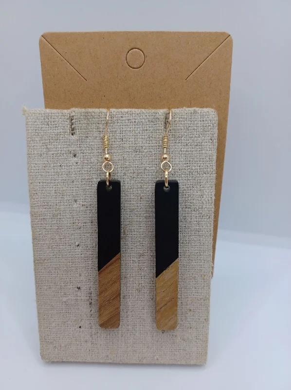 Black Acrylic & Wooden Earrings